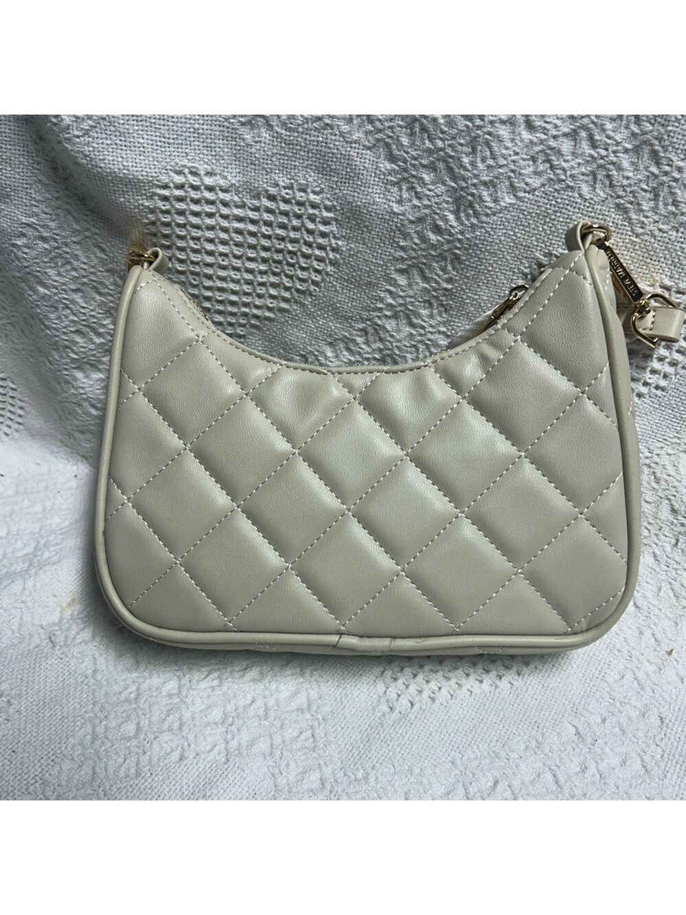 Steve Madden Cream and Gold Crossbody Purse Half Moon Shape - Picture 5 of 11